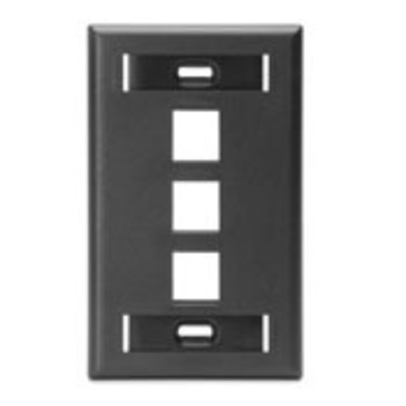 LEVITON WALLPLATES WP 3PORT SG ID BK 42080-3ES